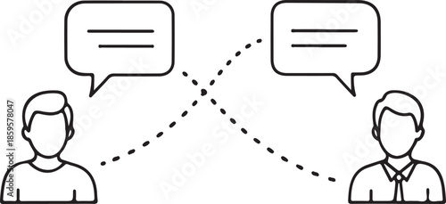 Online Communication and Message Exchange Concept Illustration Showing Two People Connected by Speech Bubbles