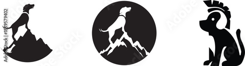 Three black silhouettes of mythical creatures on a white background