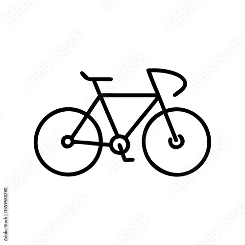 Simple line drawing of a bicycle on a white background  