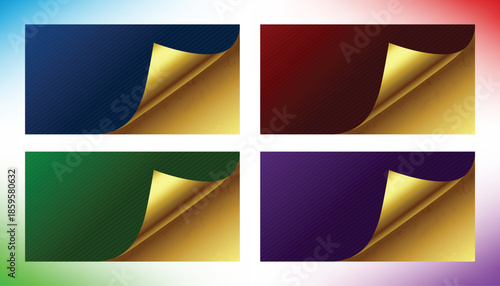 Premium Vector Set of Glossy Curled Page Corners with Metallic Fold Effects