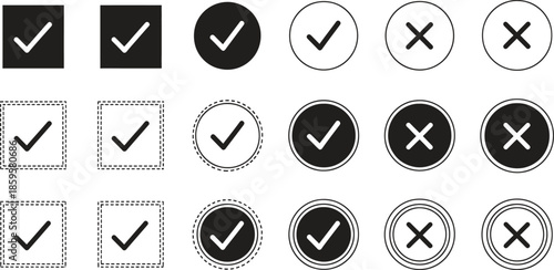 Checkmark and Cross Symbols Collection