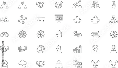 Business and Finance web icons in line style. Money, bank, contact, infographic. Icon collection. Vector illustration.