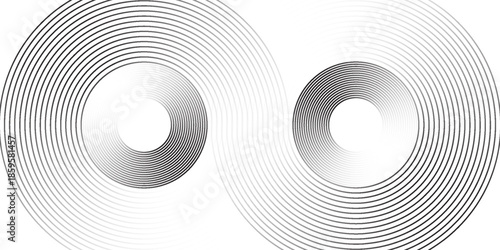 White geometric abstract background overlap layer on bright space with lines effect decoration. Modern graphic design element circles style concept for banner,