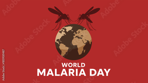 World Malaria Day Graphic with Globe and Mosquitoes