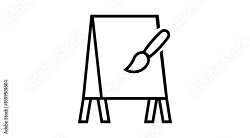 Artistic easel with brush icon, simple line drawing for creative expression