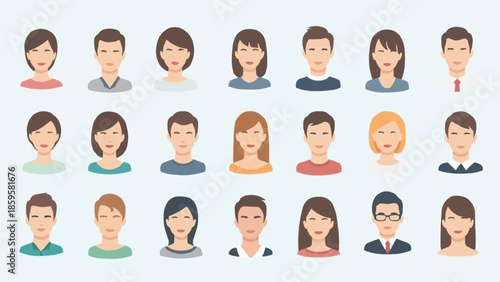 Collection of Diverse People Avatars for User Profiles.