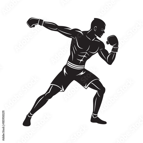 Boxer Throwing Powerful Punch Action