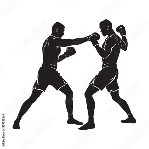 Boxing Sparring Training Session Silhouette