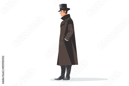 man in Vintage Victorian clothes isolated illustration