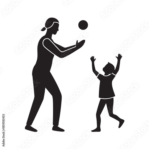 Child Playing Catch With Parent