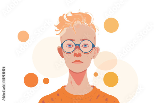 non binary person wearing glasses isolated illustration