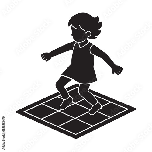 Child Playing Hopscotch Outdoor Game