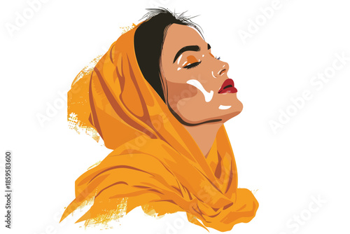 Portrait of a fashionable arabic woman isolated illustration