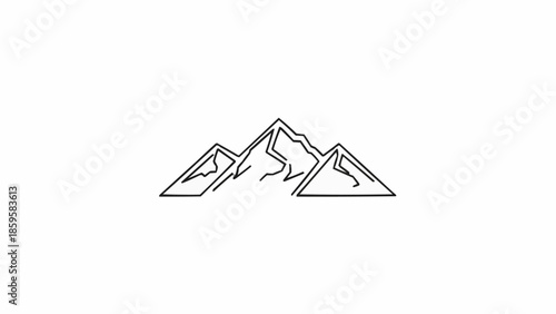 Minimalist mountain range line art illustration.