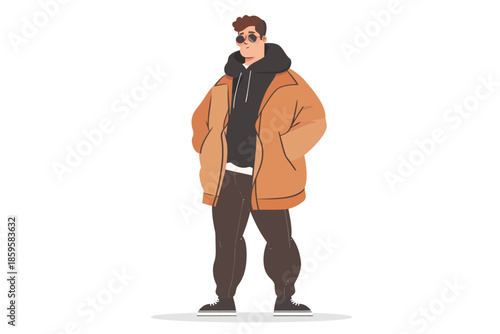 Portrait of a fashionable overweight man isolated illustration
