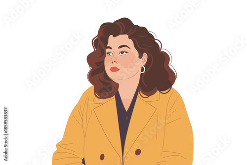 Portrait of a fashionable overweight woman isolated illustration