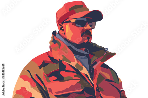 Portrait of a fashionable soldier person isolated illustration