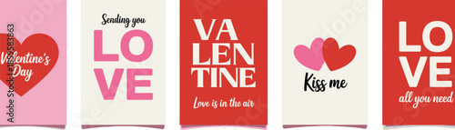 Set of stylish minimalist love cards, perfect for romantic celebrations and heartfelt messages