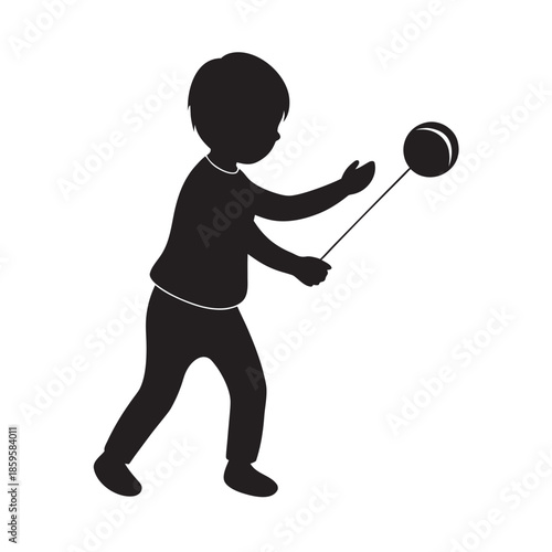 Child Playing With Yoyo Outdoor