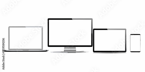 A collection of modern digital devices laptops monitors tablets and smartphones