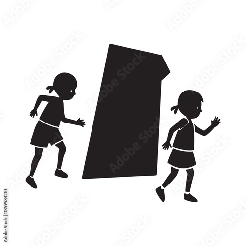 Children Playing Hide And Seek Game