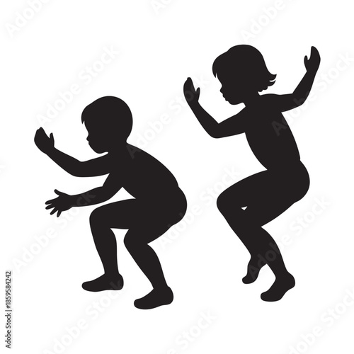 Children Playing Leapfrog Game Outdoors