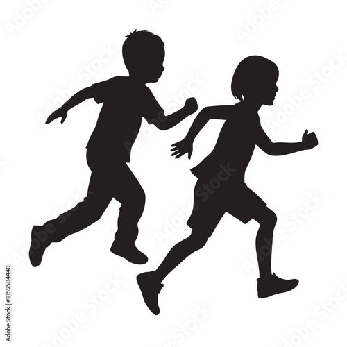 Children Playing Tag Game Outdoors