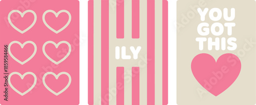 Sweet Love and Encouragement Card Designs with Hearts and Stripes