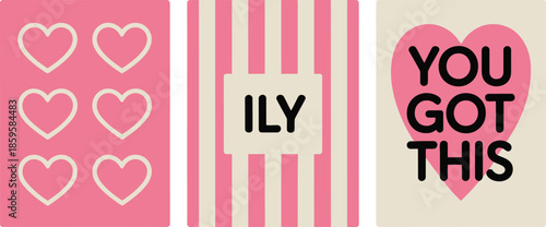 Cute hearts and inspirational quotes for your greeting cards