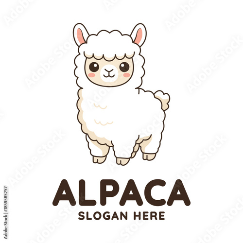 Cute alpaca mascot logo character illustration