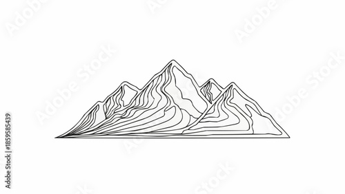 Stylized mountain range illustration with contour lines.