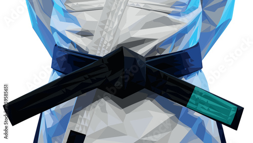 Geometric design of martial arts uniform with black belt