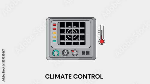 Retro control panel with temperature gauge for climate management