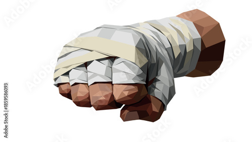Low poly wrapped fist in geometric style for combat and sports themes