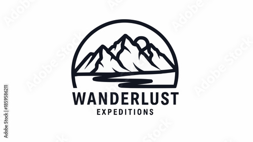 Wanderlust Expeditions Mountain Logo Design.