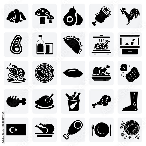 Fresh Ingredients And Proteins – Meat, Chicken, Avocado, And Mushrooms For Cooking Blogs And Grocery Delivery Apps