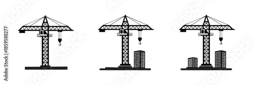 Construction crane silhouette vector illustration on white background