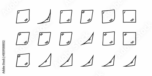 A collection of hand drawn playing cards and geometric shapes in black and white