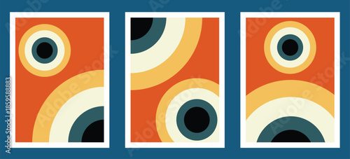 retro style abstract geometric wall art design 