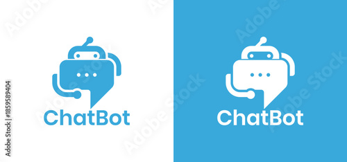 Combination communication merges as blue chatbot icon efficiently talks on black conveying message.