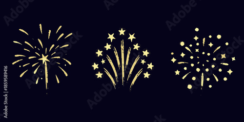 Golden firework sketches on a dark background celebrating festive moments