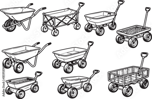 Irrigation System Components Line Art Set eps