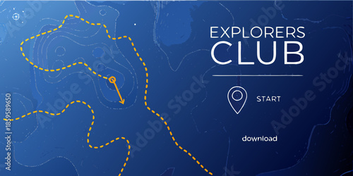 Explorers club map with a dotted path and a start location marker