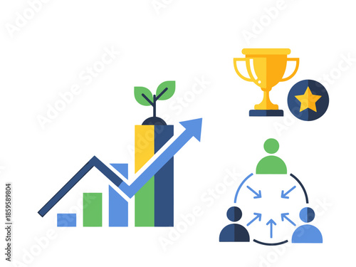 Business Growth and Teamwork Concept Icons Investment Success Collaboration