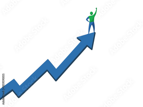 Person on Upward Arrow Symbolizing Growth and Achievement