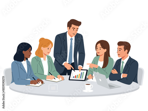 Team Collaboration in a Modern Office Meeting Session