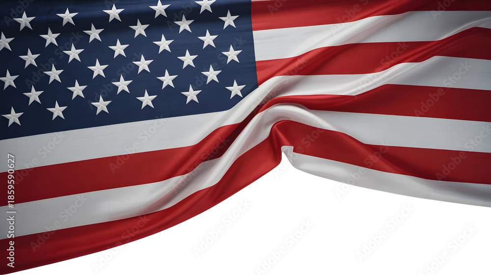 Obraz premium The vibrant waving american flag representing freedom and national pride on a white background isolated on transparent background