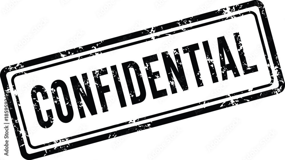 Φωτογραφία Black confidential stamp with rectangular border distressed texture isolated des