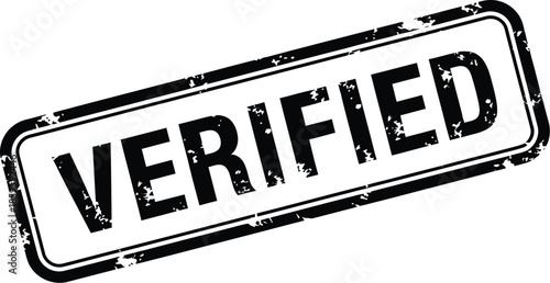 Black rubber stamp with the word verified distressed texture on transparent background
