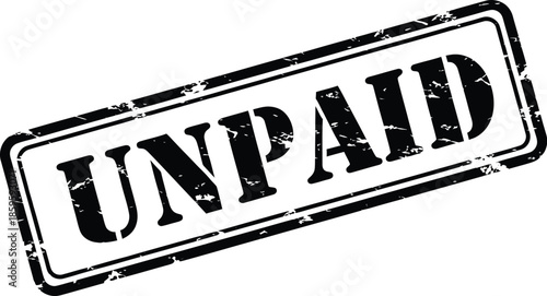 Black rubber stamp displaying the word unpaid grunge texture isolated design on transparent background